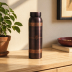 Kanjeevaram Etched Antique Pure Copper Water Bottle, The Brass Atelier. Handmade in India by House of Taraasha.