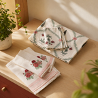 White and Pink Floral Bed and Bath Gift Set, The Gift Room. Handmade in India by House of Taraasha.
