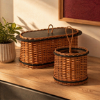 Kashmir Willow Bread Box & Cutlery Caddy, The Wicker House. Handmade in India by House of Taraasha.