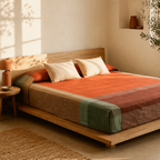 Marigold Rust Handwoven Cotton Bed Cover, The Linen Room. Handmade in India by House of Taraasha.