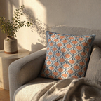 Jaali and Floral Blue and Dusty Pink Cushion Cover Set of 5, The Living Room. Handmade in India by House of Taraasha.