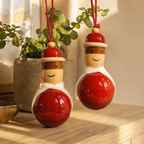 Channapatna Lacquered Wooden Dolls Natural Dyes Pair, Still Light. Handmade in India by House of Taraasha.
