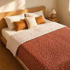 Rust and Off-White Royal Courtyards Reversible Quilt, The Linen Room. Handmade in India by House of Taraasha.