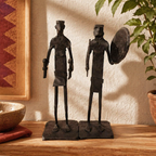 Bastar Wrought Iron Standing Musicians Duo, Tribal Stories. Handmade in India by House of Taraasha.