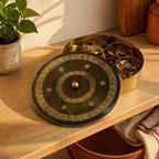 Kanjeevaram Brass Antique Masala Dabba, The Brass Atelier. Handmade in India by House of Taraasha.