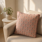 Royal Courtyards Dusty Pink Jaali & Floral Cushion Set, The Living Room. Handmade in India by House of Taraasha.