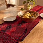 Red & Black Arrowhead Naga Backstrap-Woven Runner, The Gathered Table. Handmade in India by House of Taraasha.