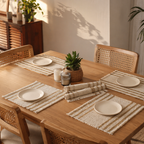 Off-White Madur Grass Table Mat, The Gathered Table. Handmade in India by House of Taraasha.