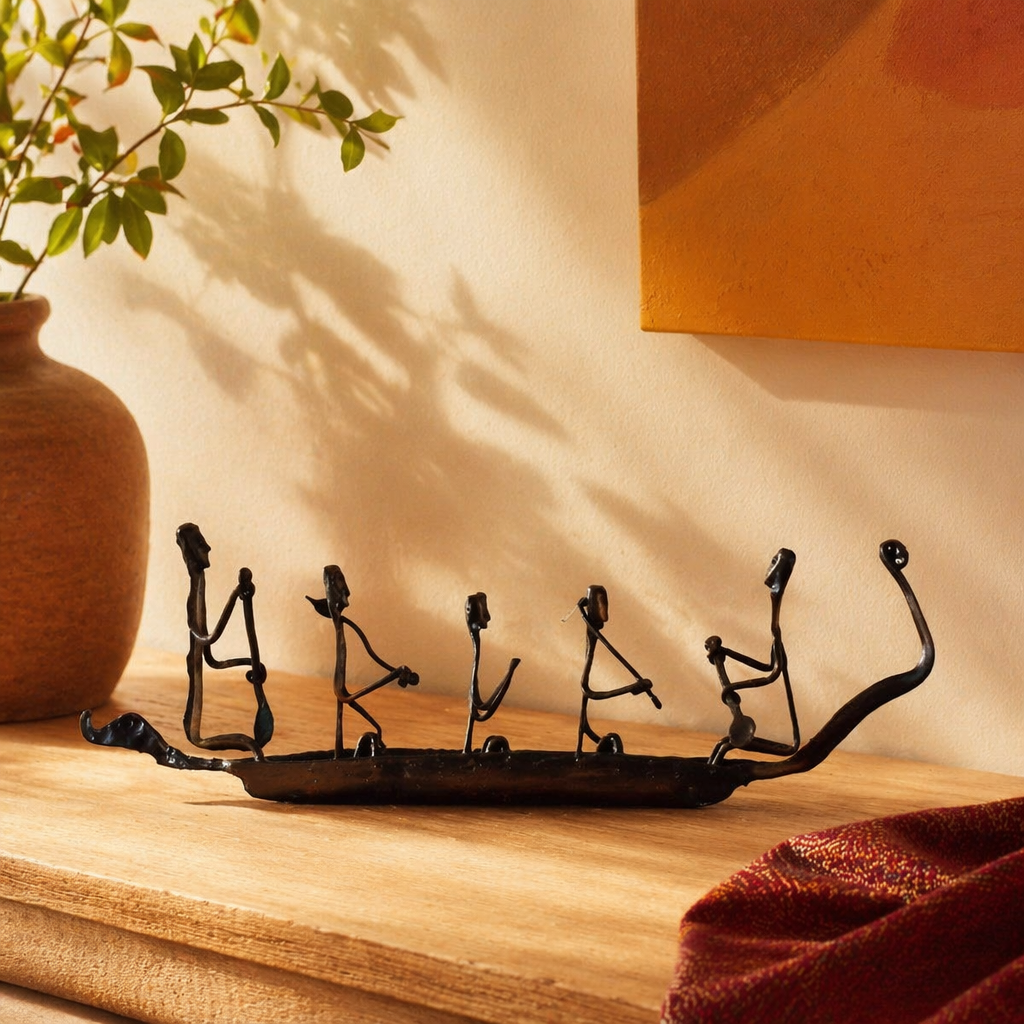 Bastar Naav Wrought Iron Tribal Boat, Tribal Stories. Handmade in India by House of Taraasha.