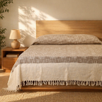 Earthy Brown Handwoven Cotton Bed Cover, The Linen Room. Handmade in India by House of Taraasha.