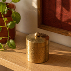Moradabad Hammered Pure Brass Dabba, Small, The Brass Atelier. Handmade in India by House of Taraasha.
