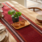 Madur Beige Handwoven Grass Table Runner, The Gathered Table. Handmade in India by House of Taraasha.