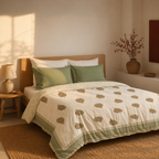 Ornate Trees Reversible Block-Printed Quilt, The Linen Room. Handmade in India by House of Taraasha.