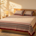 Bagru Geometric Cotton Bedsheet in Black and Maroon, The Linen Room. Handmade in India by House of Taraasha.