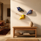 Kashmir Papier-Mâché Doves Hand-Painted Trio, The Art Wall. Handmade in India by House of Taraasha.