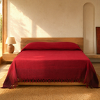 Berry Tones Handwoven Cotton Bed Cover, The Linen Room. Handmade in India by House of Taraasha.