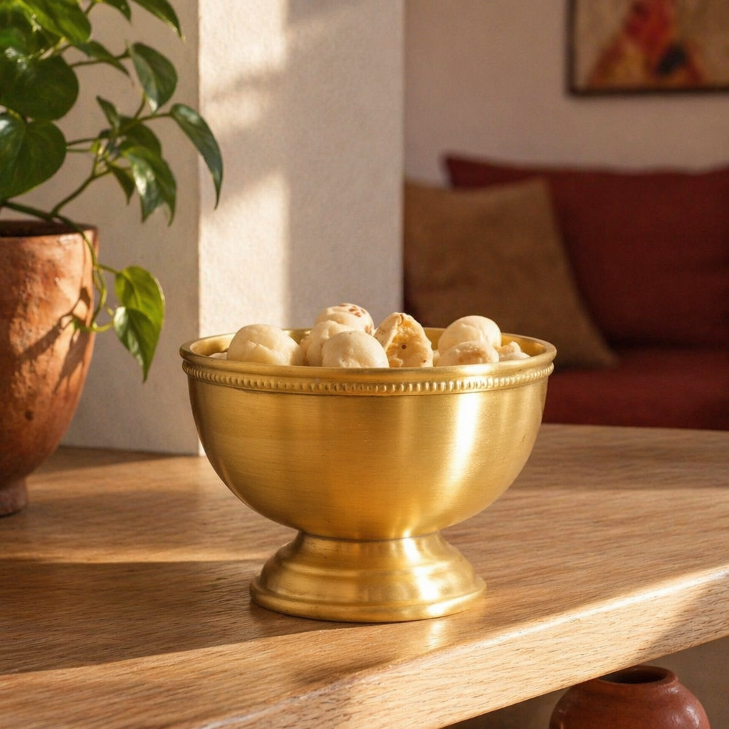 Mould-Cast Pure Brass Serving Bowl, The Brass Atelier. Handmade in India by House of Taraasha.