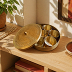 Moradabad Traditional Pure Brass Masala Dabba, The Brass Atelier. Handmade in India by House of Taraasha.