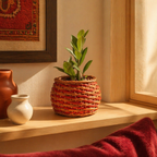 Willow Wicker Planter Trio Rust and Natural Brown, The Art Wall. Handmade in India by House of Taraasha.