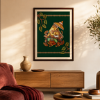 Kerala Mural Ganesha Temple Art Print, The Art Wall. Handmade in India by House of Taraasha.