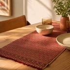 Madur Maroon Handwoven Grass Table Runner, The Gathered Table. Handmade in India by House of Taraasha.