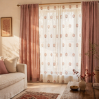 Royal Courtyards Dusty Pink & Off-White Woven-Sheer Set of Four, The Draped Window. Handmade in India by House of Taraasha.