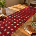 Lambani Mirrorwork Runner Maroon, The Gathered Table. Handmade in India by House of Taraasha.
