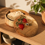 Rajasthan Hand-Painted Anar Mango Wood Roti Box, The Wood Table. Handmade in India by House of Taraasha.