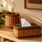 Kashmir Willow Tissue Box & Cutlery Caddy, The Wicker House. Handmade in India by House of Taraasha.