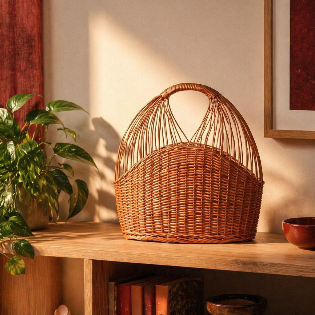 Keani Keam Kashmiri Willow Wicker Basket, The Wicker House. Handmade in India by House of Taraasha.