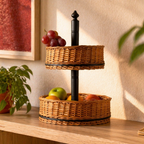 Kashmiri Two-Tier Collapsible Willow Fruit Basket, The Wicker House. Handmade in India by House of Taraasha.