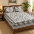 Grapevine Print Bedsheet Set, on a made double bed in a bright bedroom