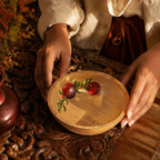 Rajasthan Hand-Painted Anar Mango Wood Salad Bowl, The Brass Atelier. Handmade in India by House of Taraasha.