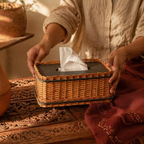 Kashmir Willow Wicker Tissue Box, The Wicker House. Handmade in India by House of Taraasha.