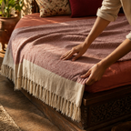 Chevron Pink Handwoven Pure Cotton Throw, The Linen Room. Handmade in India by House of Taraasha.