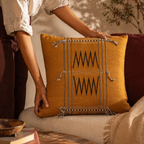Naga Mustard Backstrap-Loom Woven Tribal Cushion Cover, The Living Room. Handmade in India by House of Taraasha.