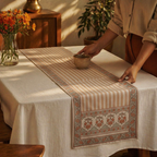 Royal Pink Pure Cotton Floral Table Runner, The Gathered Table. Handmade in India by House of Taraasha.
