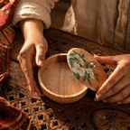 Rajasthani Hand-Painted Mango Wood Roti Box, The Wood Table. Handmade in India by House of Taraasha.