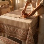 Dusty Pink Floral Cotton Tablecloth & Mat Set, The Gathered Table. Handmade in India by House of Taraasha.