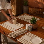 Off-White Madur Grass Table Mat, The Gathered Table. Handmade in India by House of Taraasha.