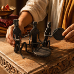 Bastar Wrought Iron Seated Musicians Trio, Tribal Stories. Handmade in India by House of Taraasha.