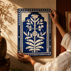Persian Blue Lippan Wall Hanging Jodhpur Motif, The Art Wall. Handmade in India by House of Taraasha.