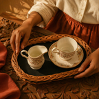 Ganderbal Kashmir Willow Wicker Serving Tray, The Brass Atelier. Handmade in India by House of Taraasha.