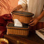 Kashmiri Willow Wicker Bread Box & Tissue Holder, The Wicker House. Handmade in India by House of Taraasha.
