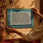 Lippan Wall Hanging Ocean Blue and White, The Art Wall. Handmade in India by House of Taraasha.