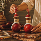 Channapatna Lacquered Wooden Dolls Natural Dyes Pair, Still Light. Handmade in India by House of Taraasha.