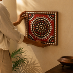 Lippan Wall Panel Deep Red and Black, The Art Wall. Handmade in India by House of Taraasha.
