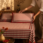 Maroon & Black Bagru Chevron Bedsheet, The Linen Room. Handmade in India by House of Taraasha.