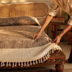 Earthy Brown Handwoven Cotton Bed Cover, The Linen Room. Handmade in India by House of Taraasha.