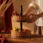Kashmiri Two-Tier Collapsible Willow Fruit Basket, The Wicker House. Handmade in India by House of Taraasha.